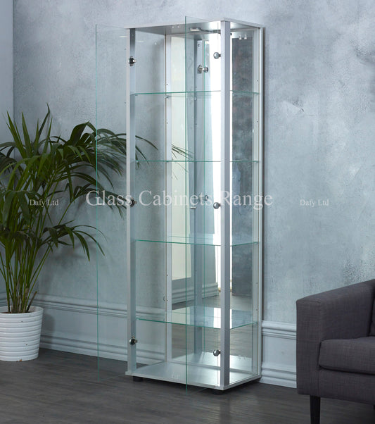 silver display cabinet