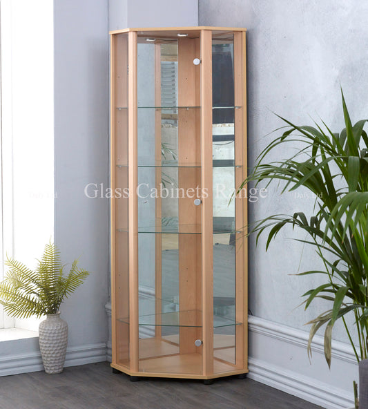 pine corner display cabinet